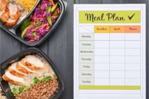 Picture of meal plan next to dinner options.