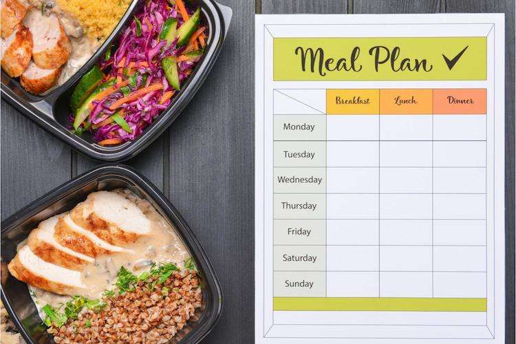 Picture of meal plan next to dinner options.