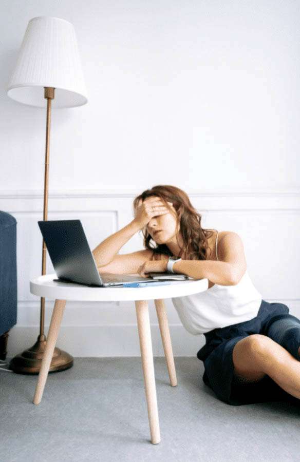 Tune Into Your Body to Improve Your Relationship with Food - Woman Frustrated with computer